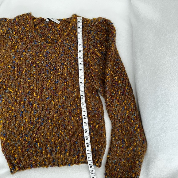 *SOLD* Zara Knit Multicolor Balloon Sleeve Sweater Brown - Picture 7 of 15